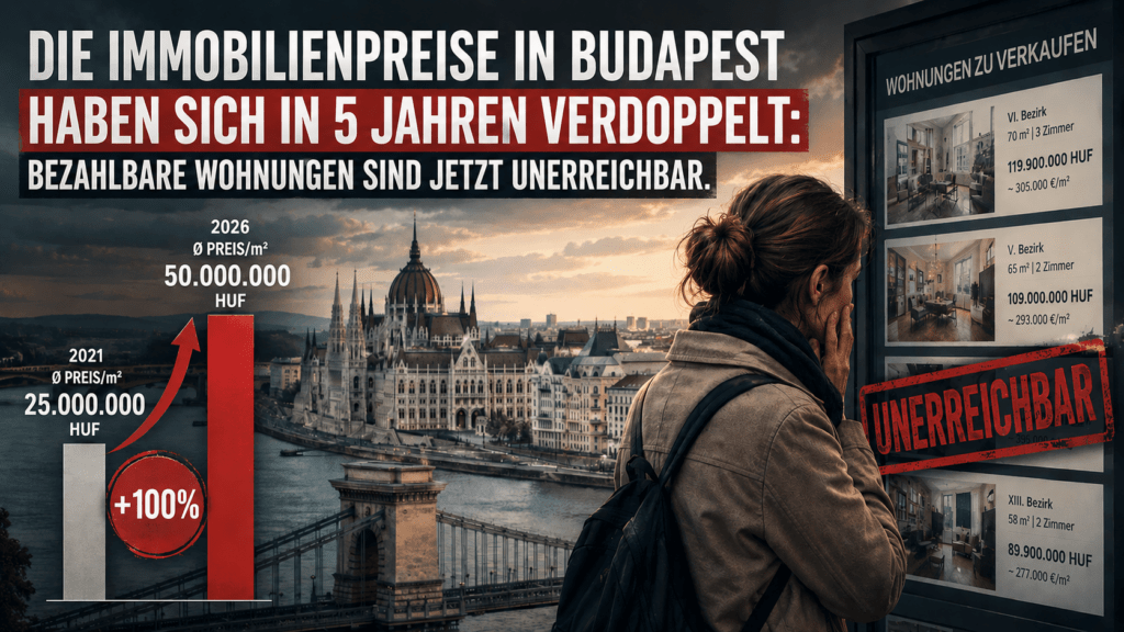 Die Immobilienpreise in Budapest haben sich in 5 Jahren verdoppelt: Bezahlbare Wohnungen sind jetzt unerreichbar.