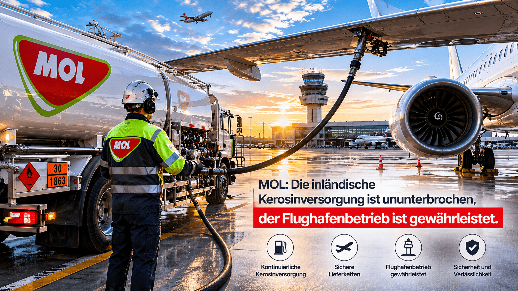 MOL: Die inländische Kerosinversorgung ist störungsfrei, der Betrieb der Flughäfen ist gesichert