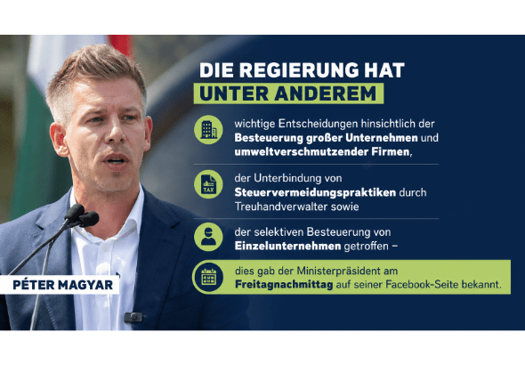 Péter Magyar: Die Regierung hat wichtige wirtschaftliche Entscheidungen bezüglich Treuhandverwaltern und der Besteuerung von Unternehmen getroffen