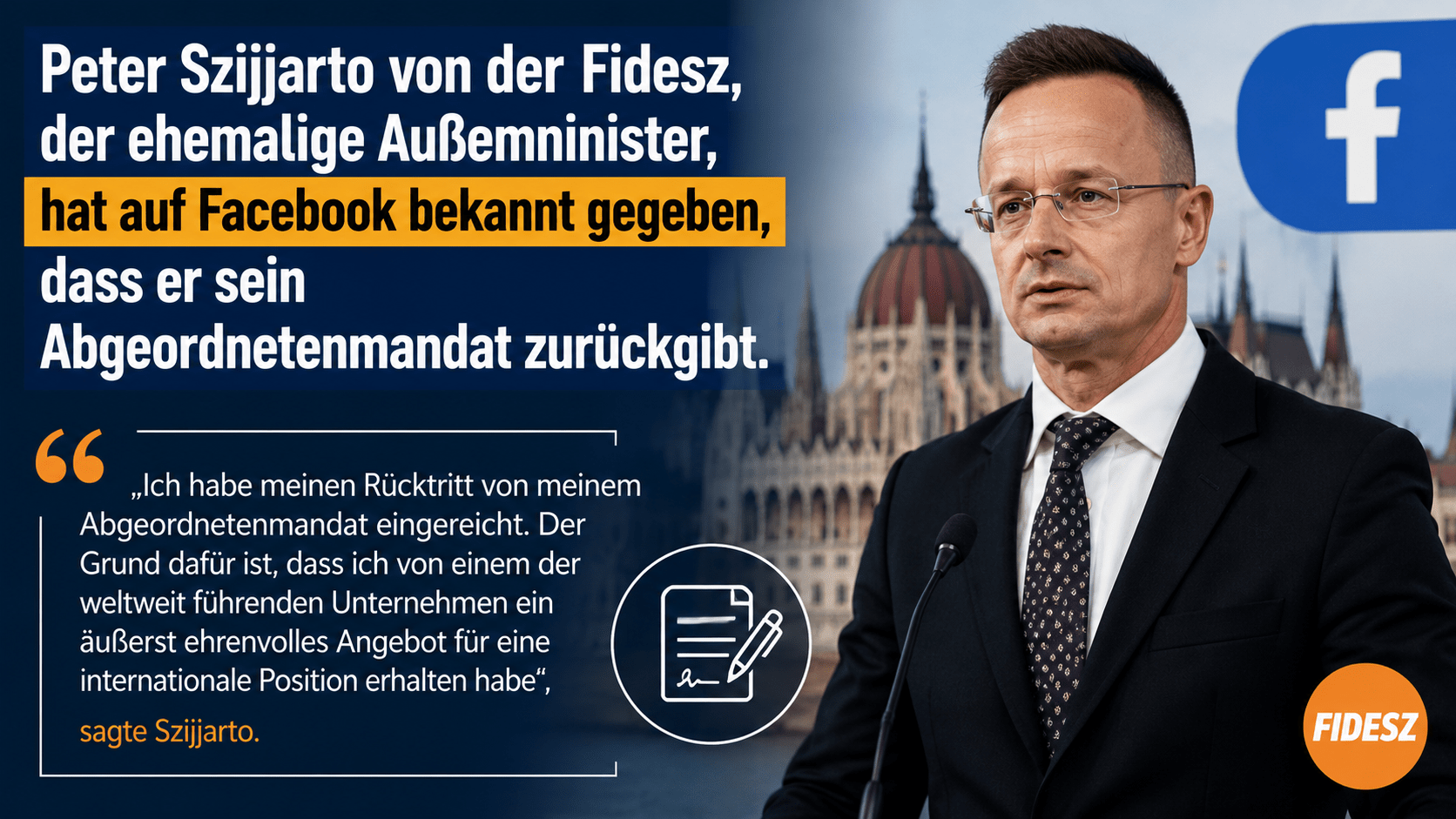 Szijjarto gibt sein Abgeordnetenmandat zurück